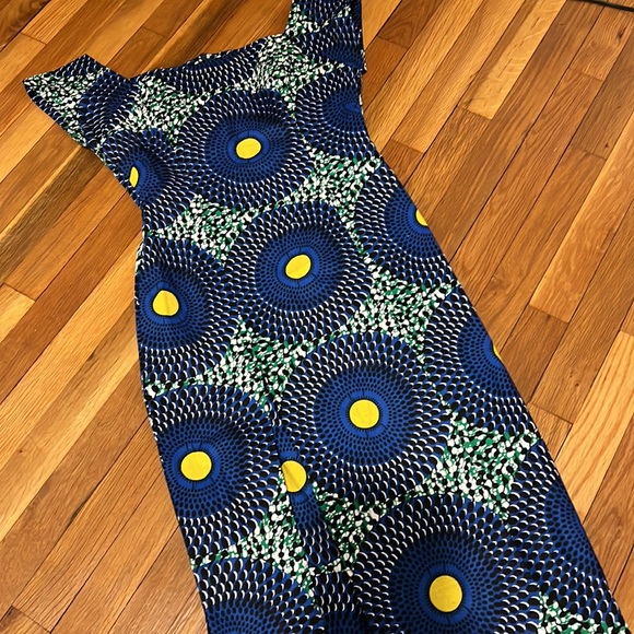 African Print Wax Cloth Maxi Dress - Picture 3 of 8
